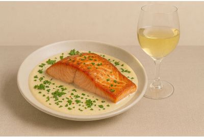 Reyneke Chenin Blanc met zalm in roomsaus