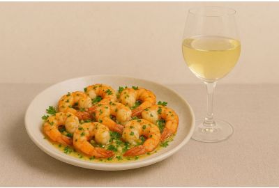 Tarani Sauvignon Blanc met Gamba's in Knoflook