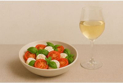 Steenberg Sauvignon Blanc met salade Caprese