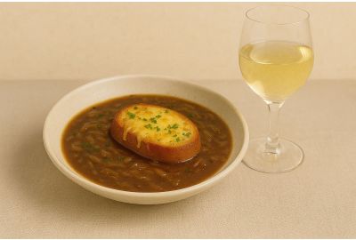 Grüner Veltliner ( Krems) met verse uiensoep 