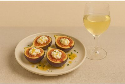 Riesling bij verse vijgen met honing en ricotta