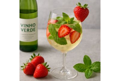 Vinho Verde met verse aardbeien en munt