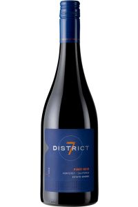 District 7 Estate Grown Pinot Noir, Californische rode wijn, rijpe kersen, bessen, subtiele kruiden, gegrild vlees, stoofschotels, Monterey County, Pinot Noir druiven