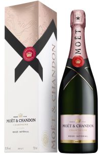 Moët & Chandon Rosé Impérial, een expressieve rosé champagne uit Frankrijk, met smaken van rood fruit en rozenblaadjes.