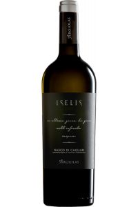 Argiolas Iselis Nasco di Cagliari, een witte wijn uit Sardinië met tonen van exotisch fruit en abrikoos. Perfect bij visgerechten en Parmezaan.