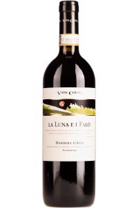 Vite Colte Barbera d'Asti Superiore Luna e i Falo, rode wijn uit Italië, vol en krachtig, gemaakt van 100% Barbera druiven, met smaken van kersen, pruimen en vanille
