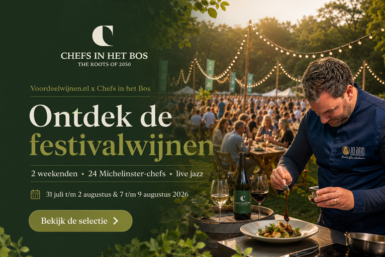 Ontdek de Chefs in het Bos wijnselectie 2026 Chefs in het Bos 2026 – ontdek de geselecteerde festivalwijnen bij Voordeelwijnen.nl
